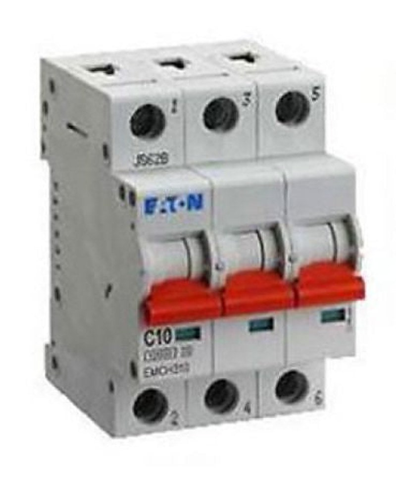 Eaton MEM Shield EMCH Miniature Circuit Breaker, 3-Pole, 10A, Type C, 240V ac AC, 48 V dc DC, 10 kA Breaking Capacity