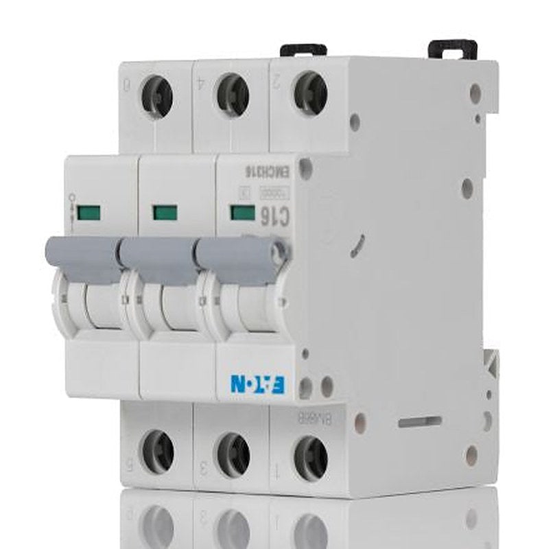 Eaton MEM Shield EMCH Miniature Circuit Breaker, 3-Pole, 16A, Type C, 240V ac AC, 48 V dc DC, 10 kA Breaking Capacity