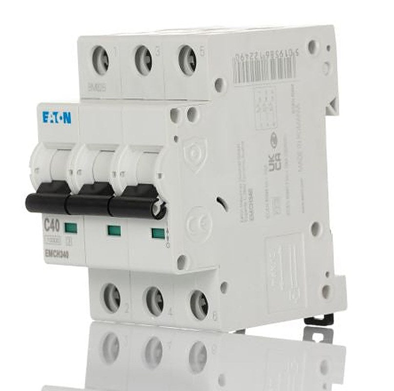 Eaton MEM Shield EMCH Miniature Circuit Breaker, 3-Pole, 40A, Type C, 240V ac AC, 48 V dc DC, 10 kA Breaking Capacity