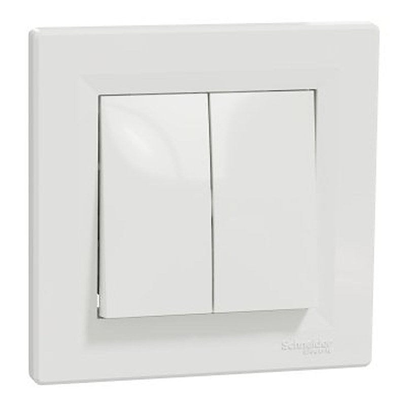 Asfora - double 2way switch, screwless terminals, wo frame, aluminium (Asfora) is a Schneider Electric product. Designed for reliable performance and long service life. Available across Iraq — contact us for pricing and delivery options.