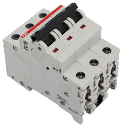 ABB System Pro M Compact S200M Miniature Circuit Breaker, 3-Pole, 10A, Type D, 400V ac AC, 125 V dc DC, 10 kA Breaking