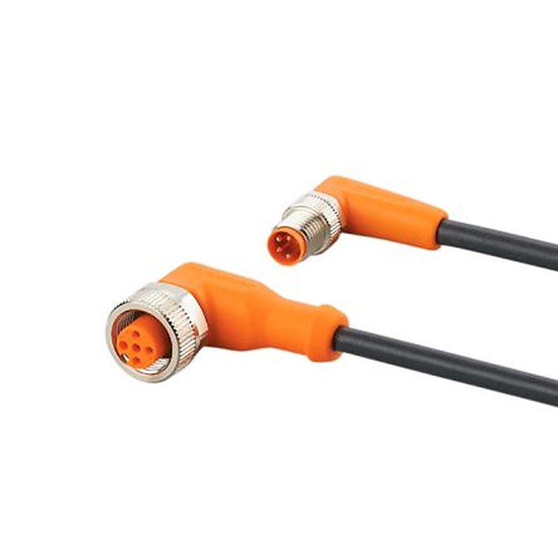 ifm electronic Male 4 way Right Angle to Female 5 way M12 Communication Cable, 0.3 m