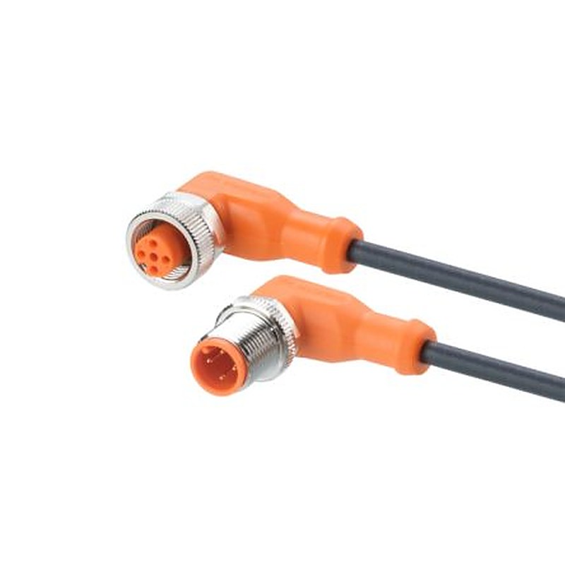 ifm electronic Male 4 way Right Angle to Female 5 way M12 Communication Cable, 25 m