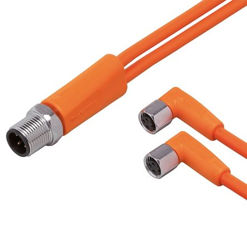 ifm electronic Male 1 way Straight to Female 2 way M8 Sensor Actuator Cable, 600 mm