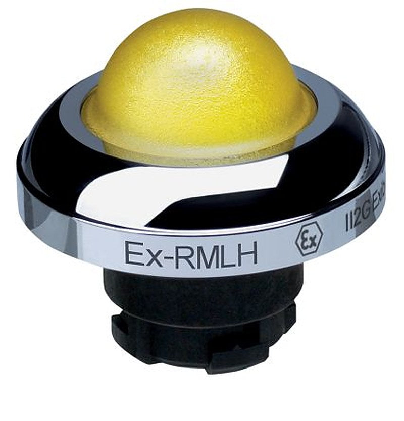 Schmersal EX-RMLH Series Yellow Momentary Push Button Head, 22.3 mm Cutout, IECEx