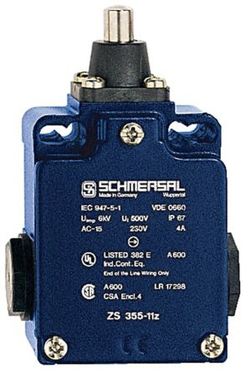 Schmersal EX-Z Series Plunger Safety Interlock Switch, IP67, Die Cast Housing, 230V ac, 4A