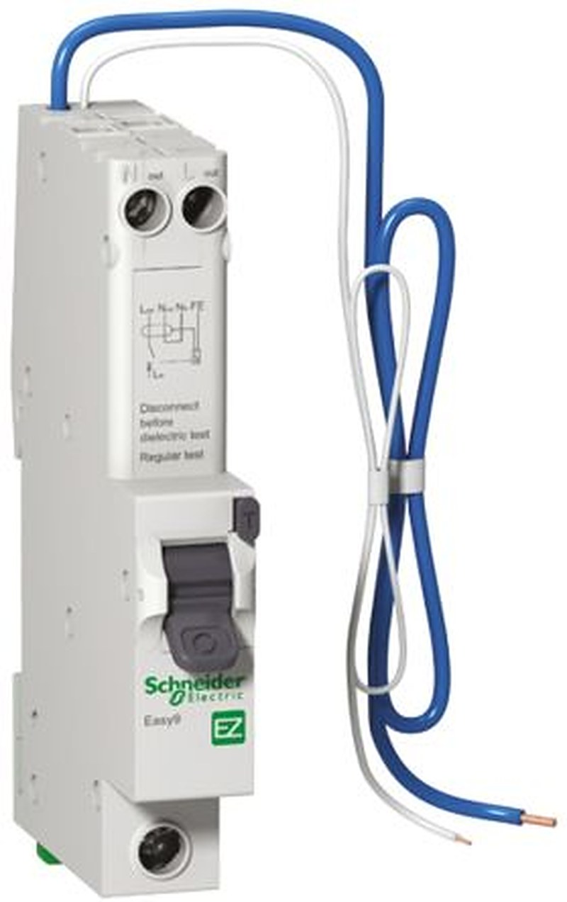 Schneider Electric Residual Current Circuit Breaker with Overload Protection, 40A Current Rating, 1-Pole, Type AB, Easy9