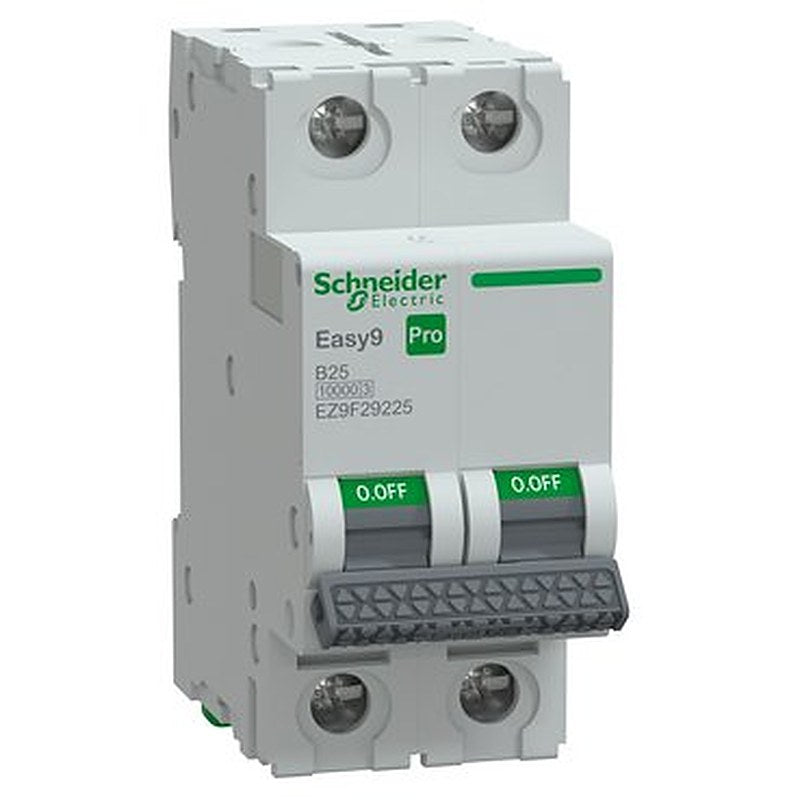 Miniature Circuit Breaker(MCB), Easy9 Pro, 2P, 25A, B curve, 10000A(IEC/EN 60898-1), 10kA(IEC/EN 60947-2) (Miniature Circuit Breaker(MCB) Easy9 Pro) is a Schneider Electric product. Designed for reliable performance and long service life. Available across Iraq — contact us for pricing and delivery options.