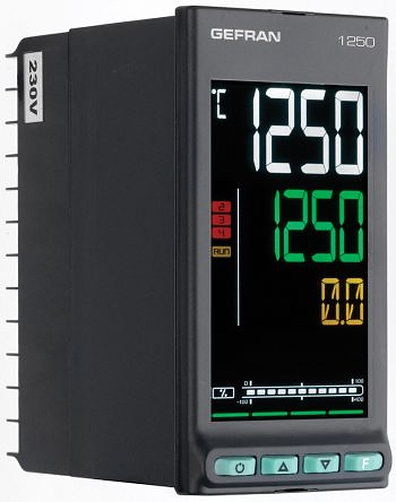 Gefran 1250 Panel PID Temperature Controller, 2 Output Relay 240V PID Controller