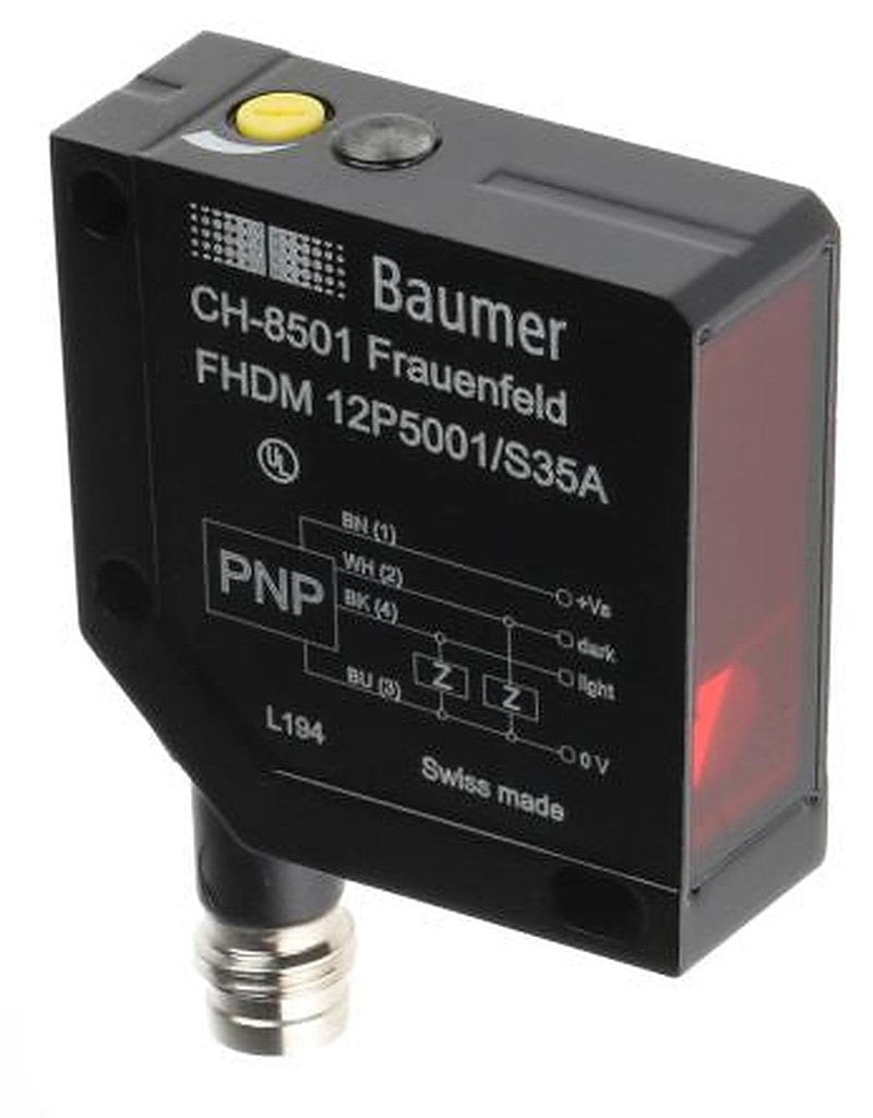 Baumer Diffuse Photoelectric Sensor, Block Sensor