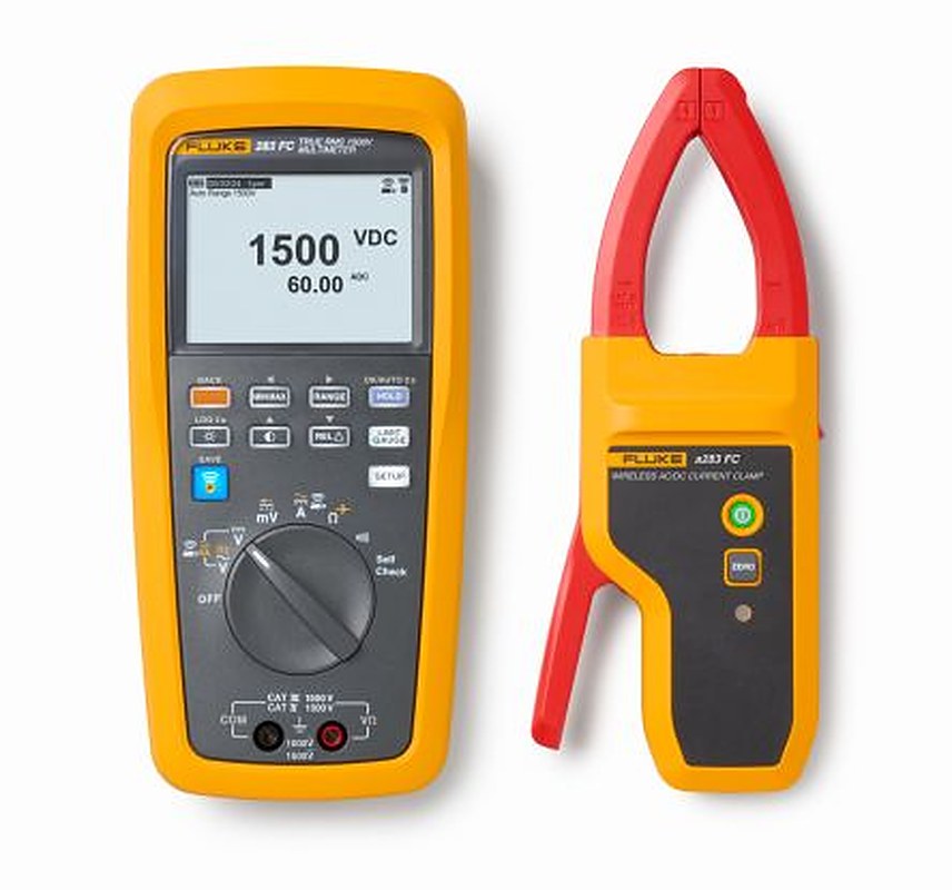 Fluke 283FC PV EUR Handheld LCD Multimeter Kit, 60 A ac, 60 A dc, 1 kV ac