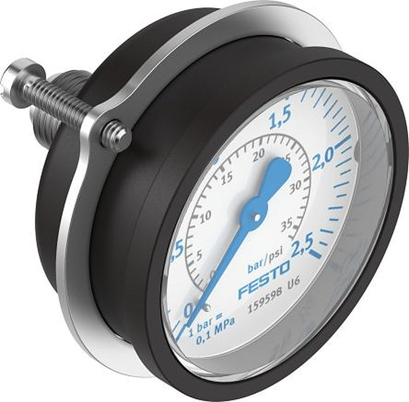 Festo G 1/4 Threaded Pressure Gauge, 50 mm, 2.5 bar