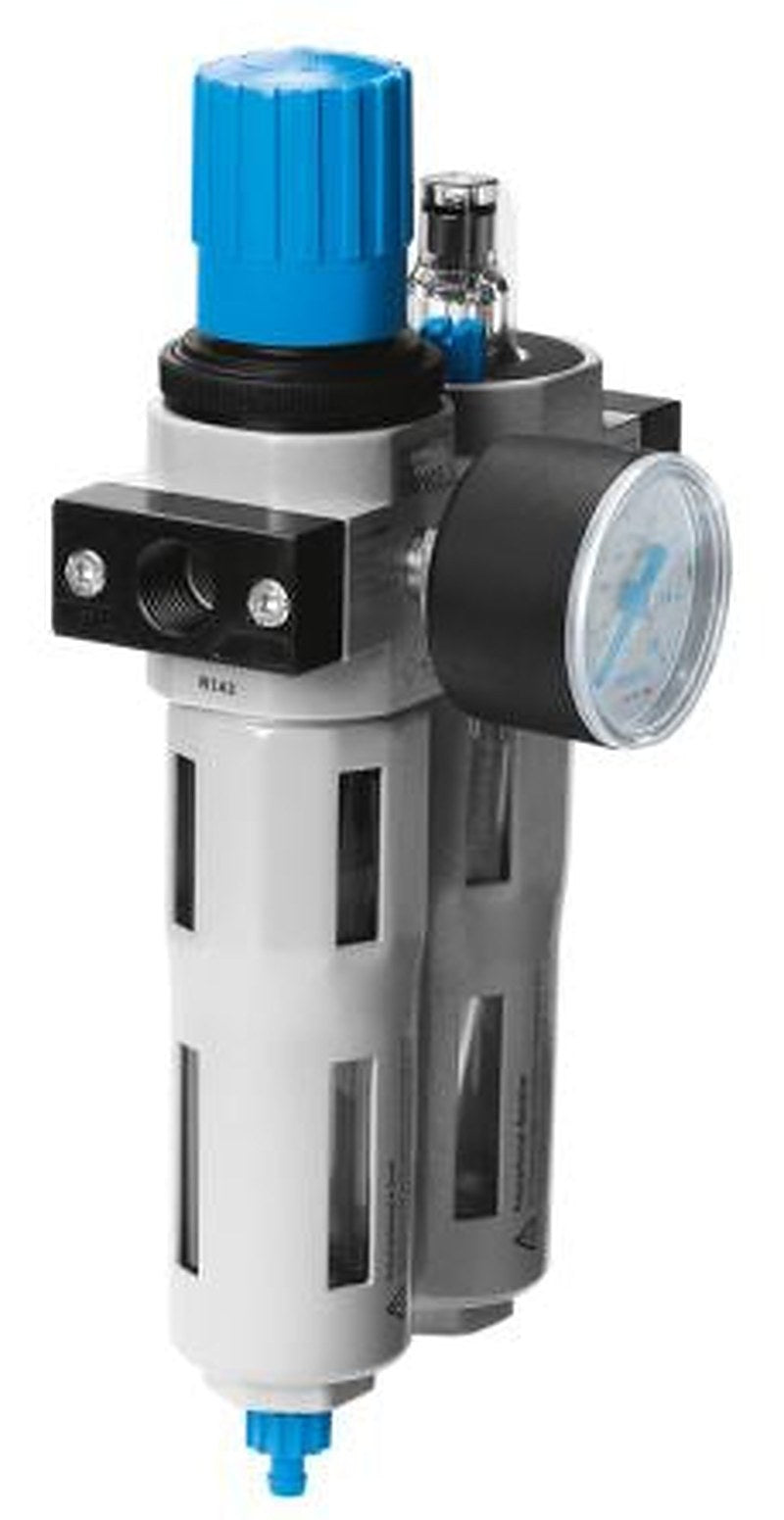 Festo 1/8 in G FRL, Manual Drain, 40 μm Filtration Size Integrated Pressure Gauge
