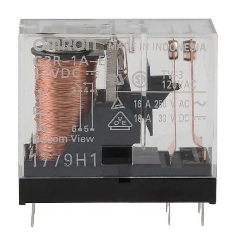 Omron PCB Power Relay, 12V dc Coil, 16A Switching Current, SPST