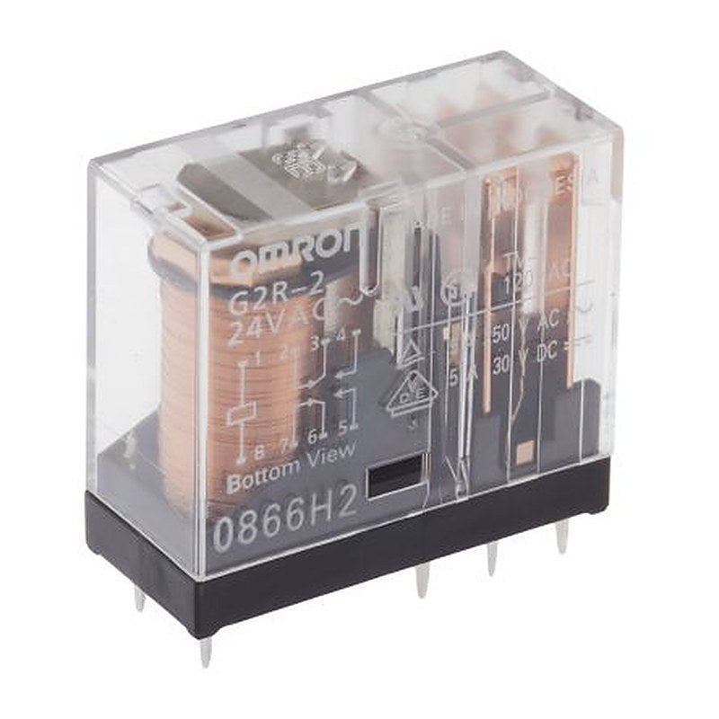 Omron PCB Power Relay, 24V ac Coil, 5A Switching Current, DPDT