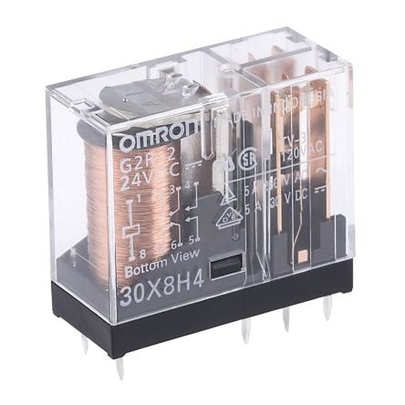 Omron PCB Power Relay, 24V dc Coil, 5A Switching Current, DPDT