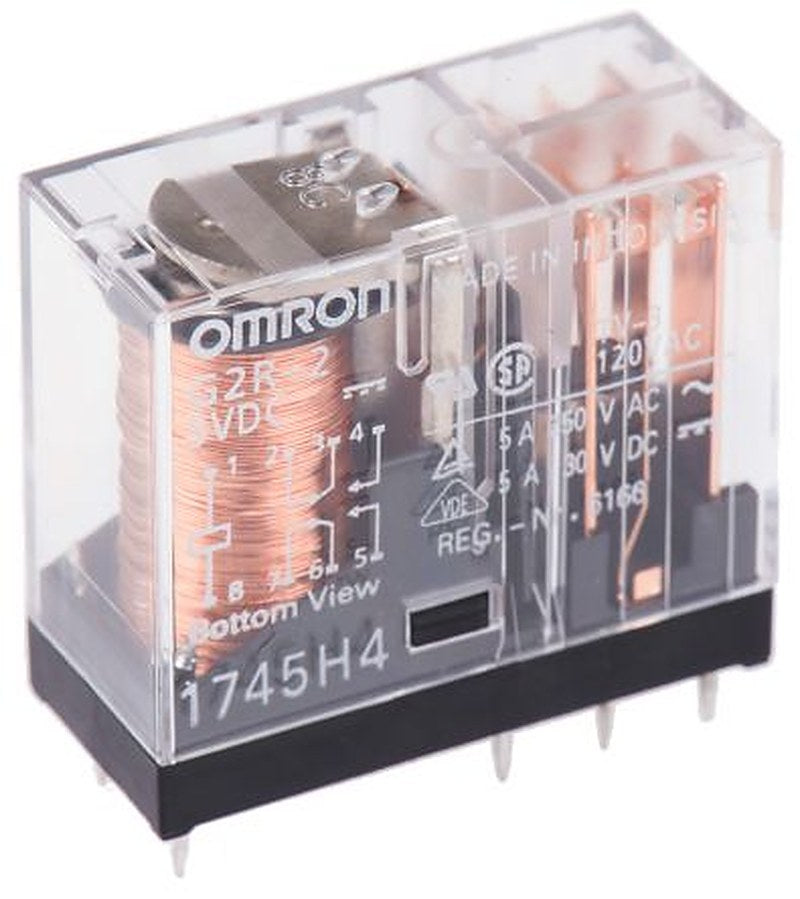 Omron PCB Power Relay, 5V dc Coil, 5A Switching Current, DPDT