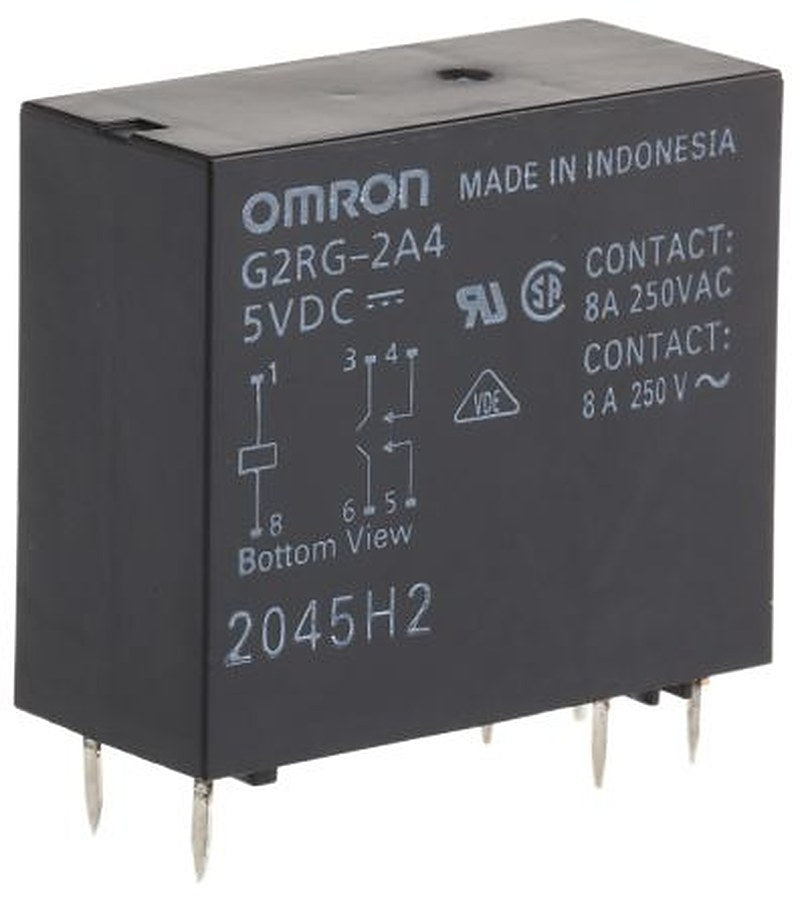Omron PCB Power Relay, 5V dc Coil, 8A Switching Current, DPST