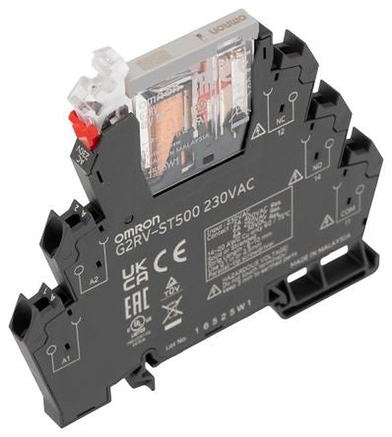 Omron G2RV-ST Series Electromechanical Interface Relay, DIN Rail, 230V ac Coil, SPDT, 6.8mA