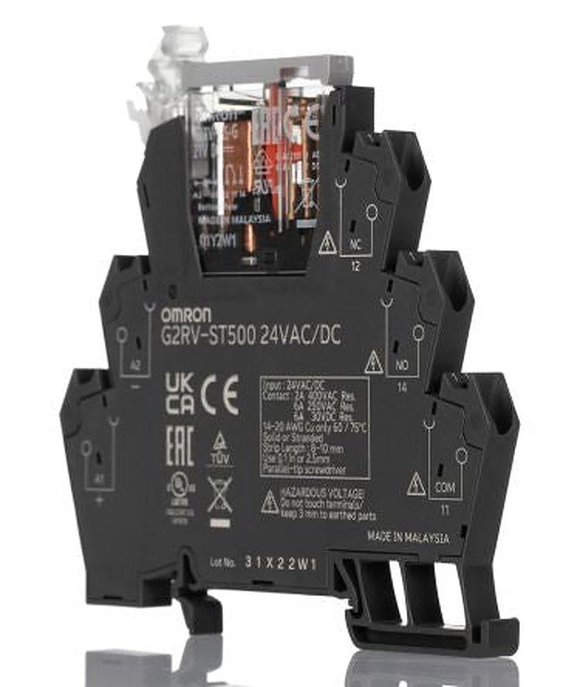 Omron G2RV-ST Series Electromechanical Interface Relay, DIN Rail, 24V ac/dc Coil, SPDT, 12.6mA