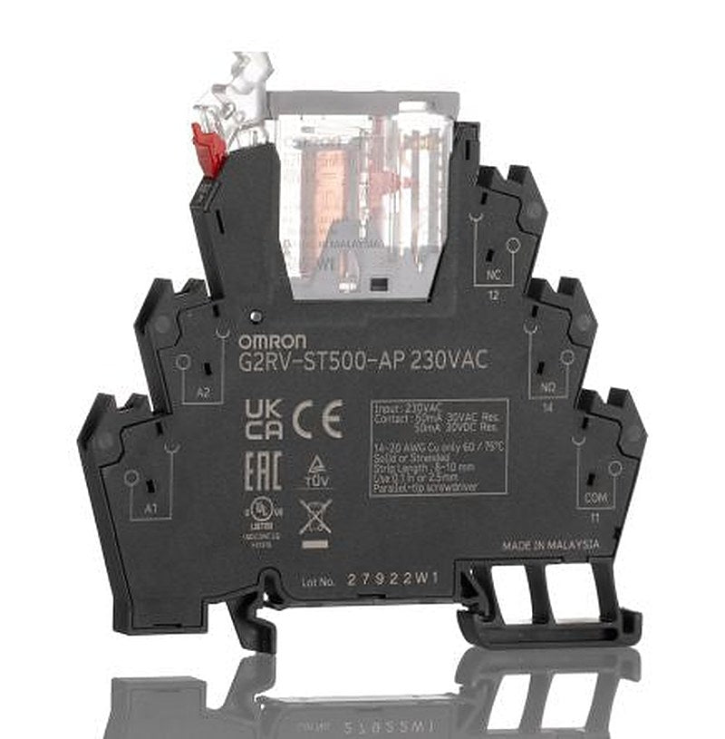 Omron G2RV-ST Series Electromechanical Interface Relay, DIN Rail, 230V ac Coil, SPDT, 6.8mA