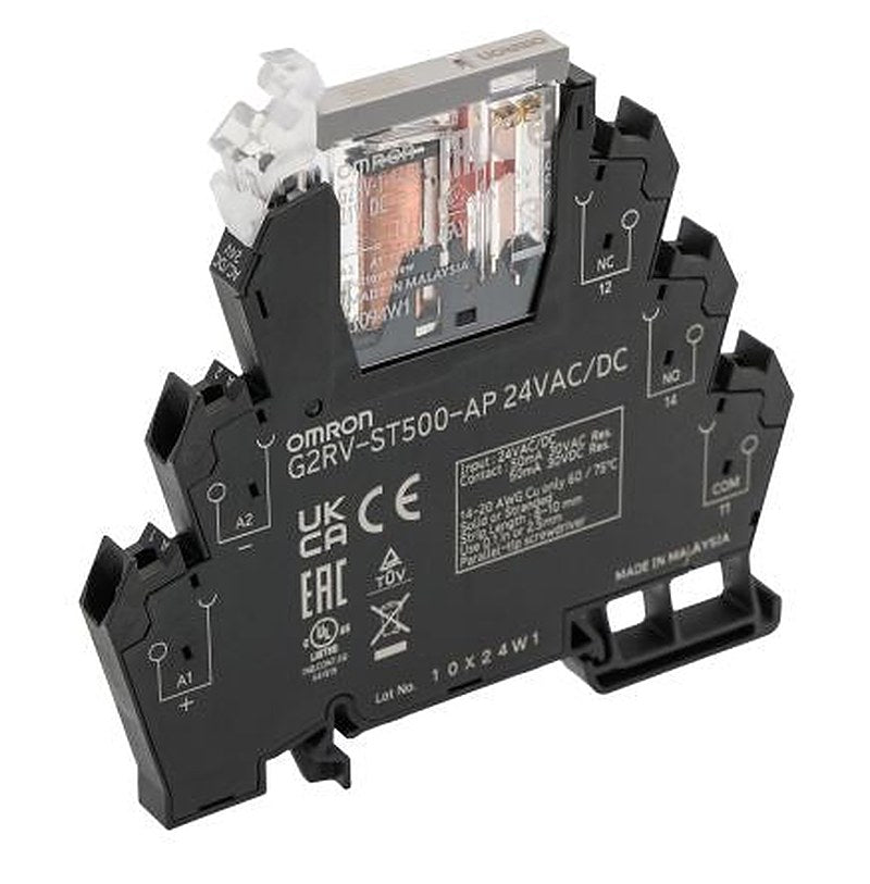 Omron G2RV-ST Series Electromechanical Interface Relay, DIN Rail, 24V ac/dc Coil, SPDT, 12.6mA