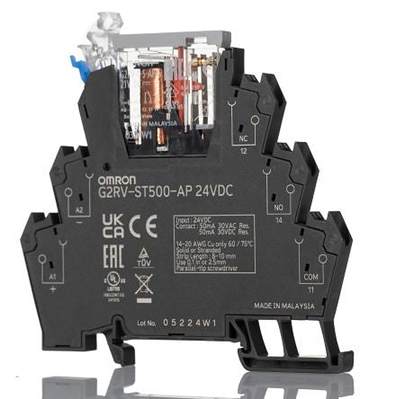 Omron G2RV-ST Series Electromechanical Interface Relay, DIN Rail, 24V dc Coil, SPDT, 13.5mA