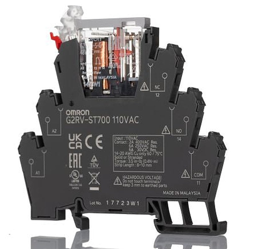 Omron G2RV-ST Series Electromechanical Interface Relay, DIN Rail, 110V ac Coil, SPDT, 6.1mA