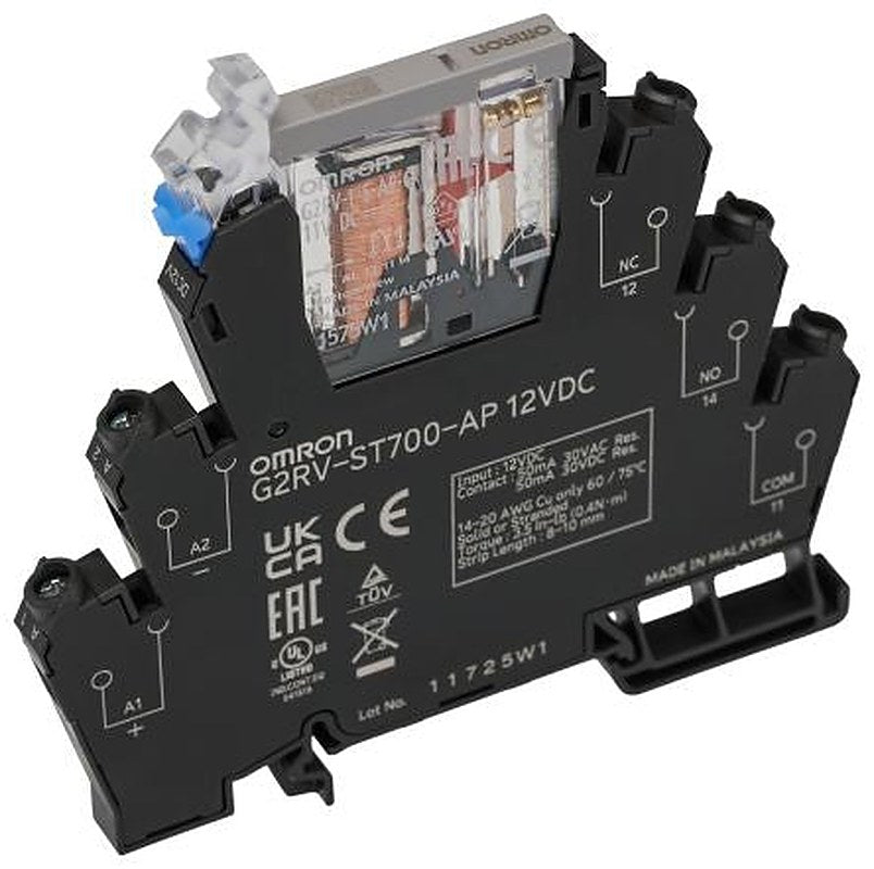 Omron G2RV-ST Series Electromechanical Interface Relay, DIN Rail, 12V dc Coil, SPDT, 27.9mA