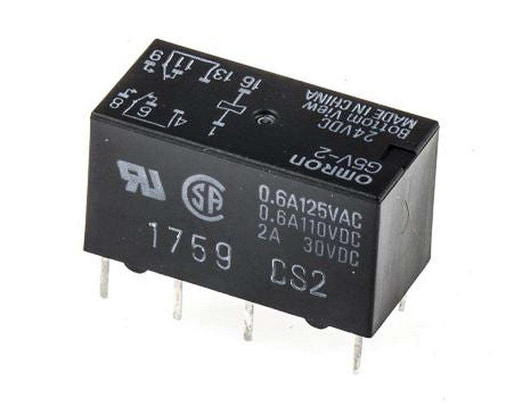 Omron PCB Signal Relay, 24V dc Coil, 2A, DPDT