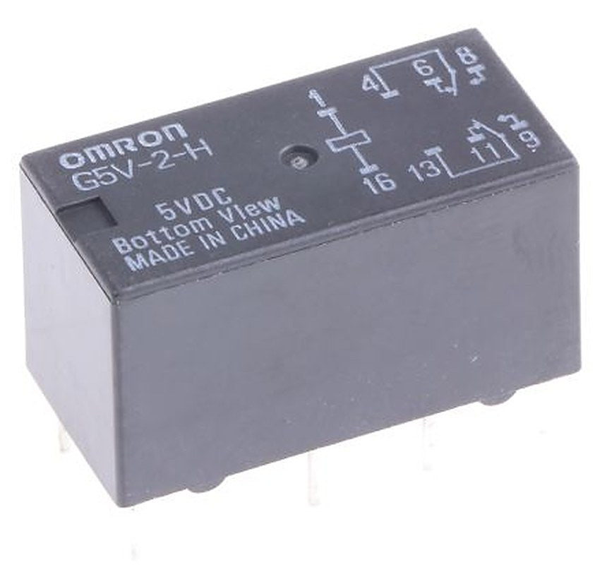 Omron PCB Signal Relay, 5V dc Coil, 1A, DPDT