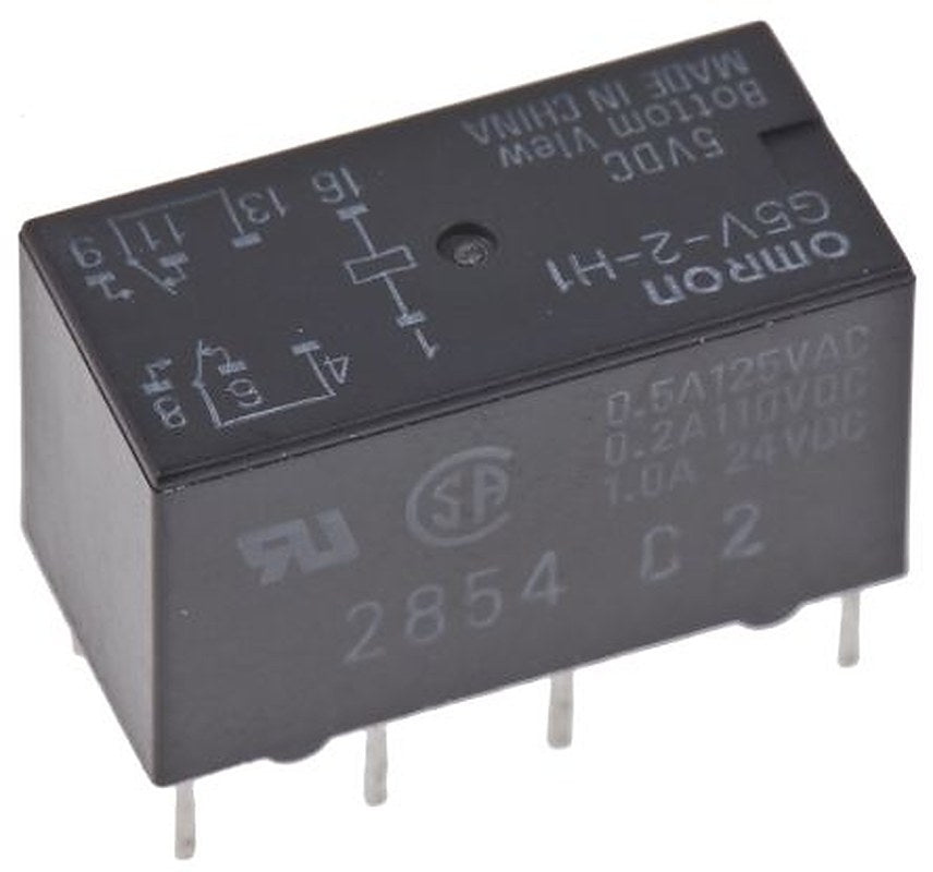 Omron PCB Signal Relay, 5V dc Coil, 1A, DPDT
