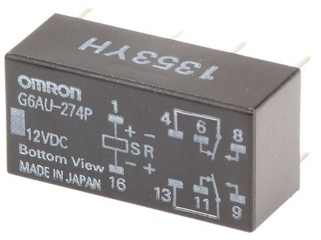 Omron PCB Signal Relay, 12V dc Coil, 2A, DPDT