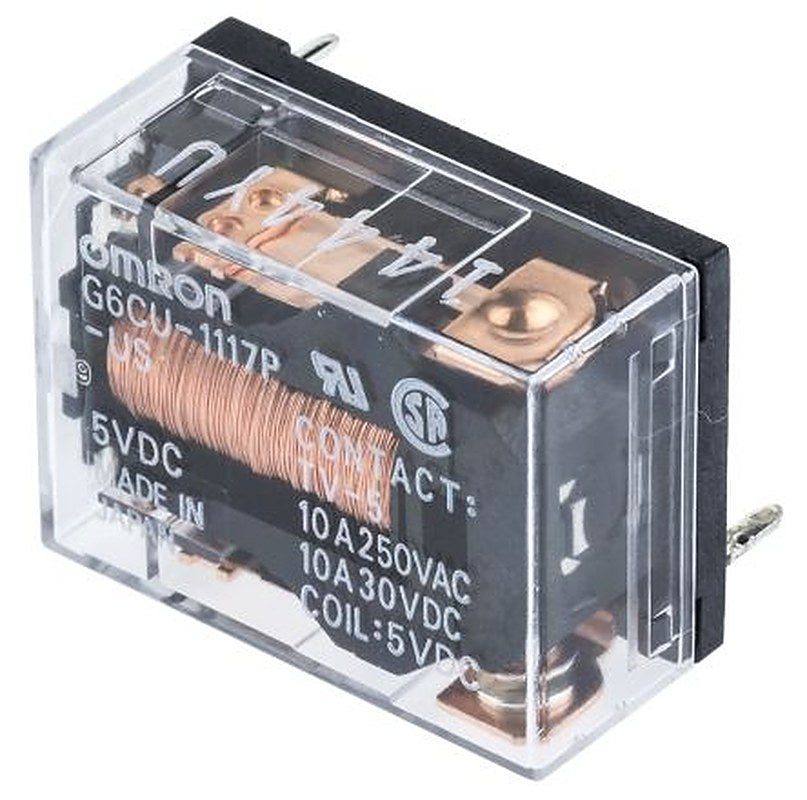 Omron PCB Power Relay, 5V dc Coil, 10A Switching Current, SPST