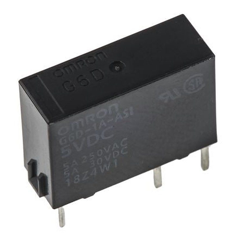 Omron DIN Rail Power Relay, 5V dc Coil, 5A Switching Current, SPST
