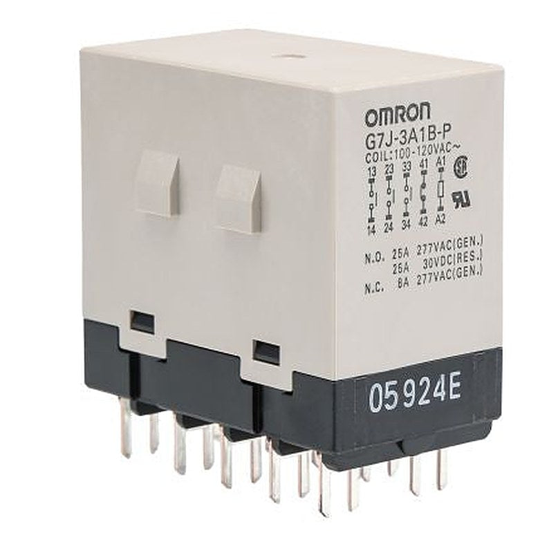 Omron PCB Power Relay, 120V ac Coil, 25A Switching Current, 3PDT
