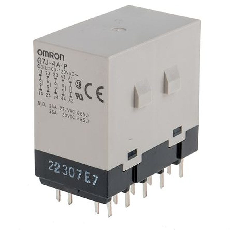 Omron PCB Power Relay, 120V ac Coil, 25A Switching Current, 4PST-NO