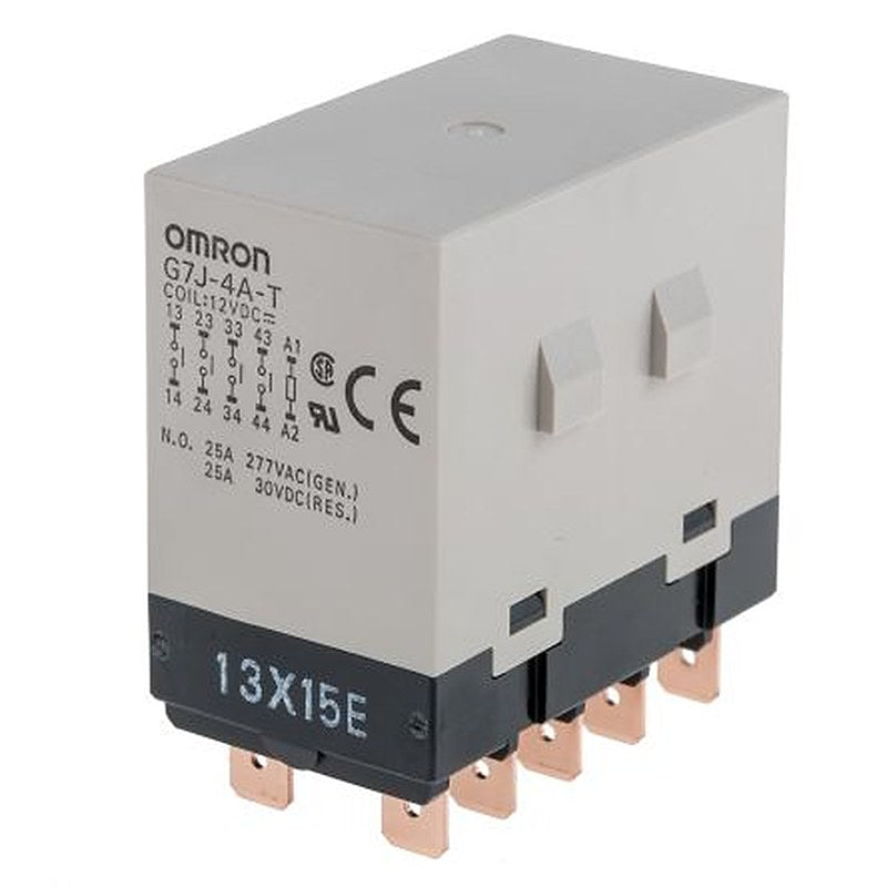 Omron Panel Power Relay, 12V dc Coil, 25A Switching Current, 4PST-NO