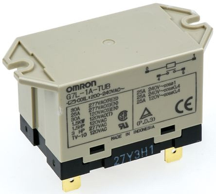 Omron DIN Rail Power Relay, 120V ac Coil, 30A Switching Current, SPST