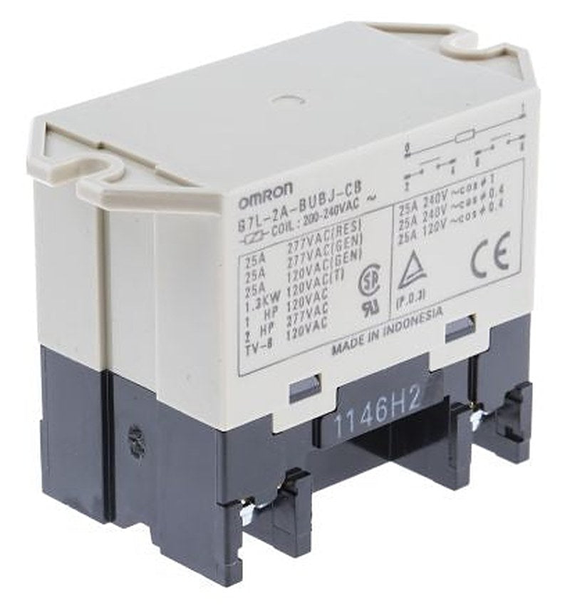 Omron Panel Power Relay, 240V ac Coil, 25A Switching Current, DPST