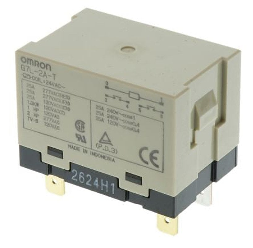 Omron Panel Power Relay, 24V ac Coil, 25A Switching Current, DPST