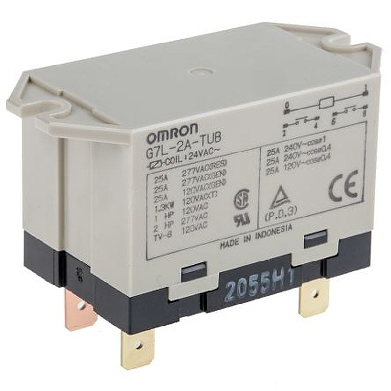 Omron Power Relay, 24V ac Coil, 25A Switching Current, DPST