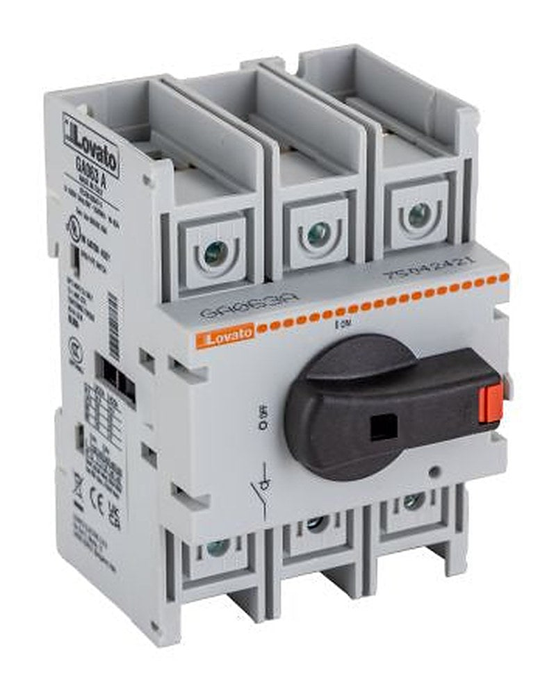 Lovato 3-Pole Panel Isolator Switch -, IP65, 63A, 22 kW