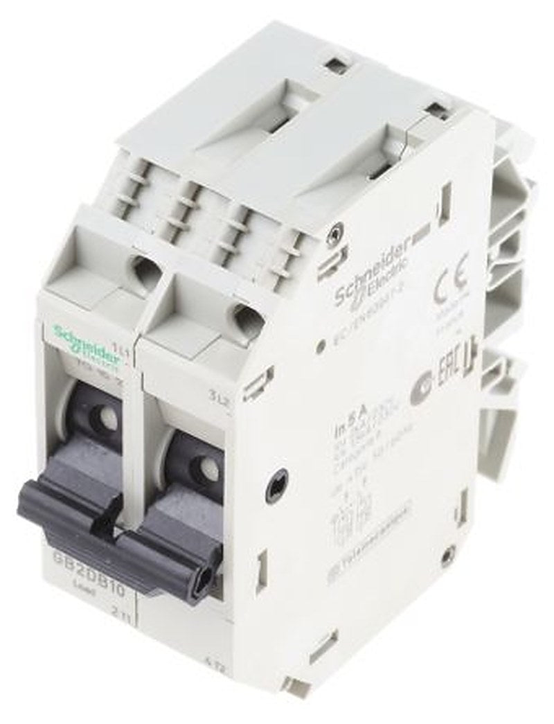 Schneider Electric TeSys TeSyS GB2 Thermal Circuit Breaker - 2-Pole, DIN Rail, 5A Current Rating, 1.5 kA, 110V ac, 48 V