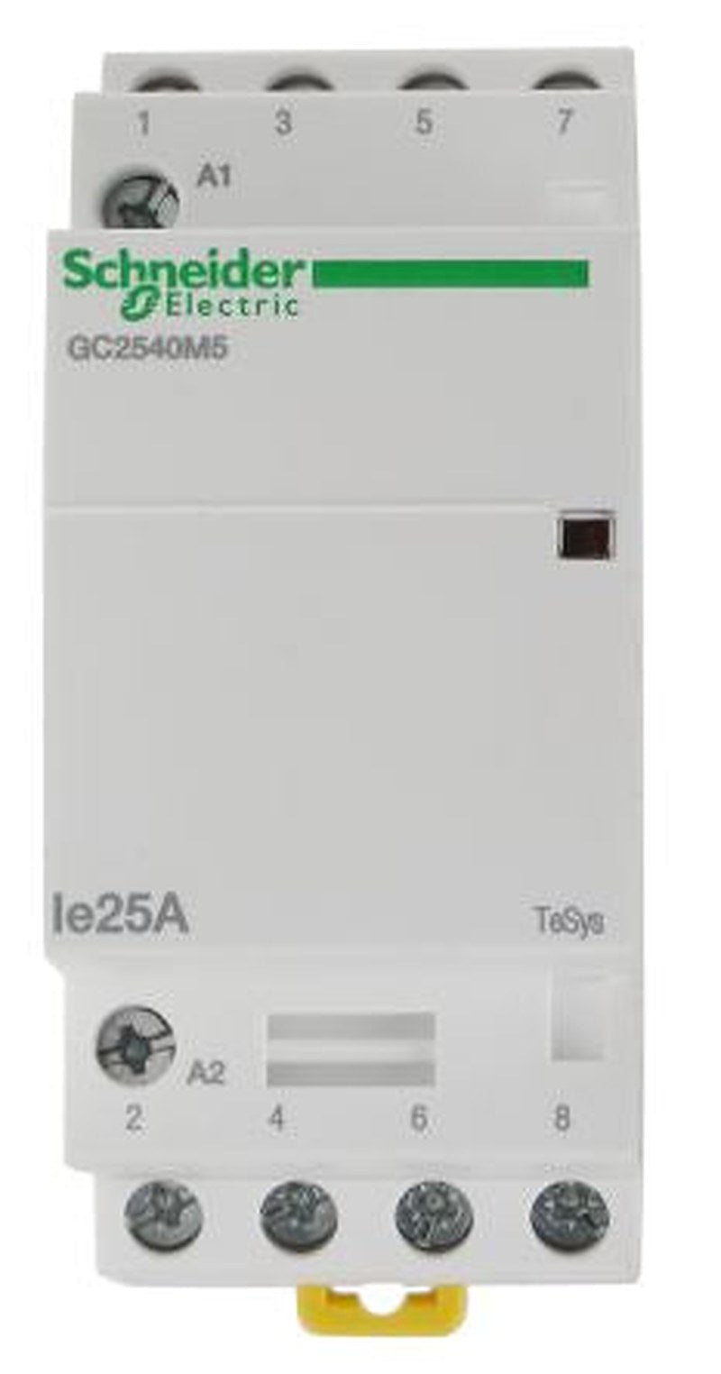 Schneider Electric GC25 Contactor, 230V ac Coil, 4-Pole, 25 A, 1.6 W 24V, 4 NO, 415V ac