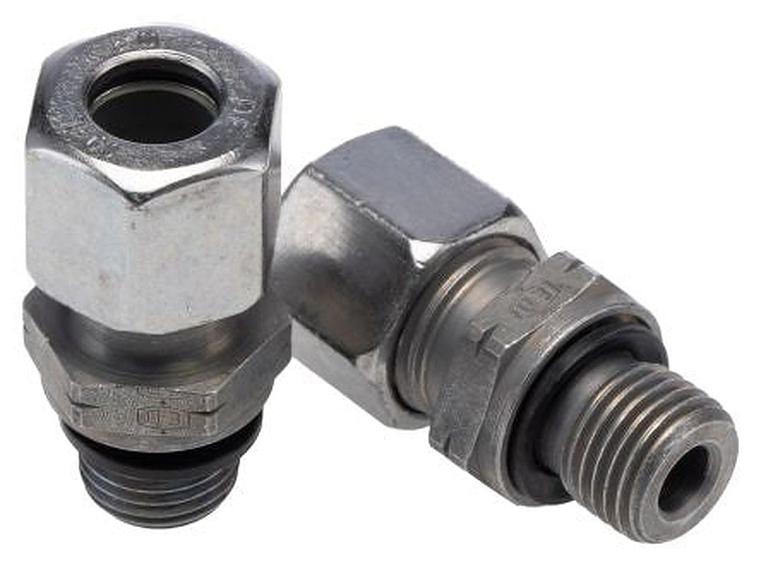 Parker GE10LREDCF Hydraulic Fitting Male G, 90 °, Steel, 10 mm Hose ID