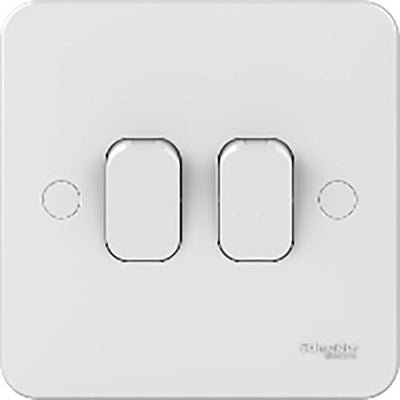 Schneider Electric White, 2 Way Rocker Light Switch, 2 Gang, Lisse