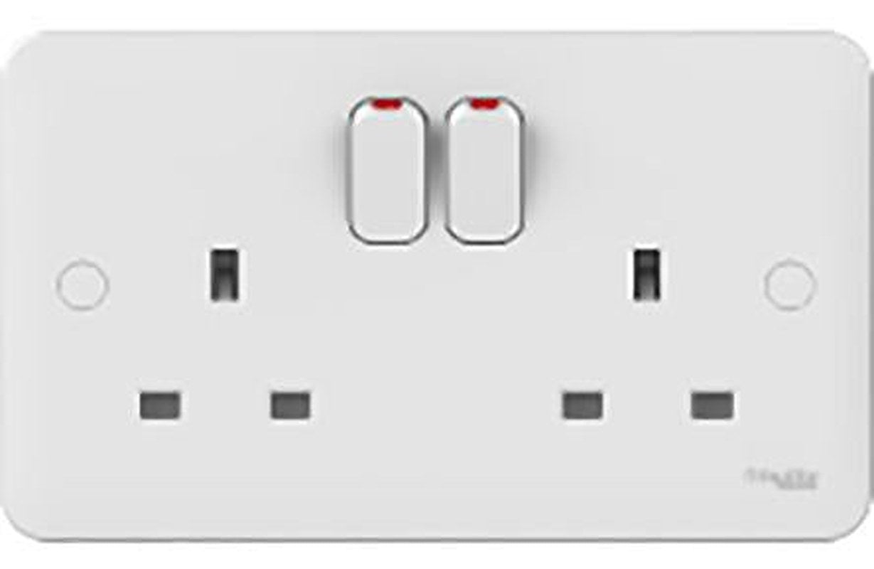 Schneider Electric Lisse White 2 Gang Plug Socket, 13A Indoor, Type G - British