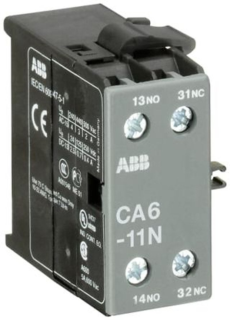 ABB Auxiliary Contact, 2 Contact, 1 NO/1 NC, CA6, Surface, 6 A, 250 V dc, 690V ac, GJL1201317R0004