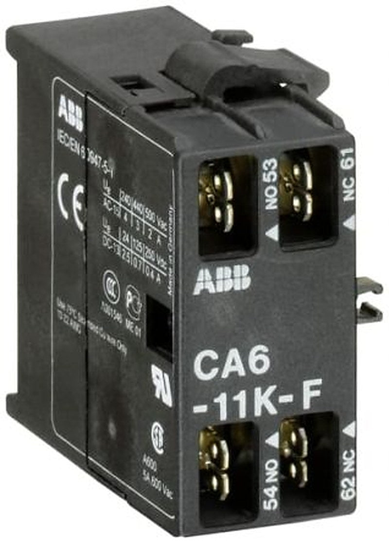 ABB Auxiliary Contact, 2 Contact, 1 NO/1 NC, CA6, Surface, 6 A, 250 V dc, 690V ac, GJL1201318R0001